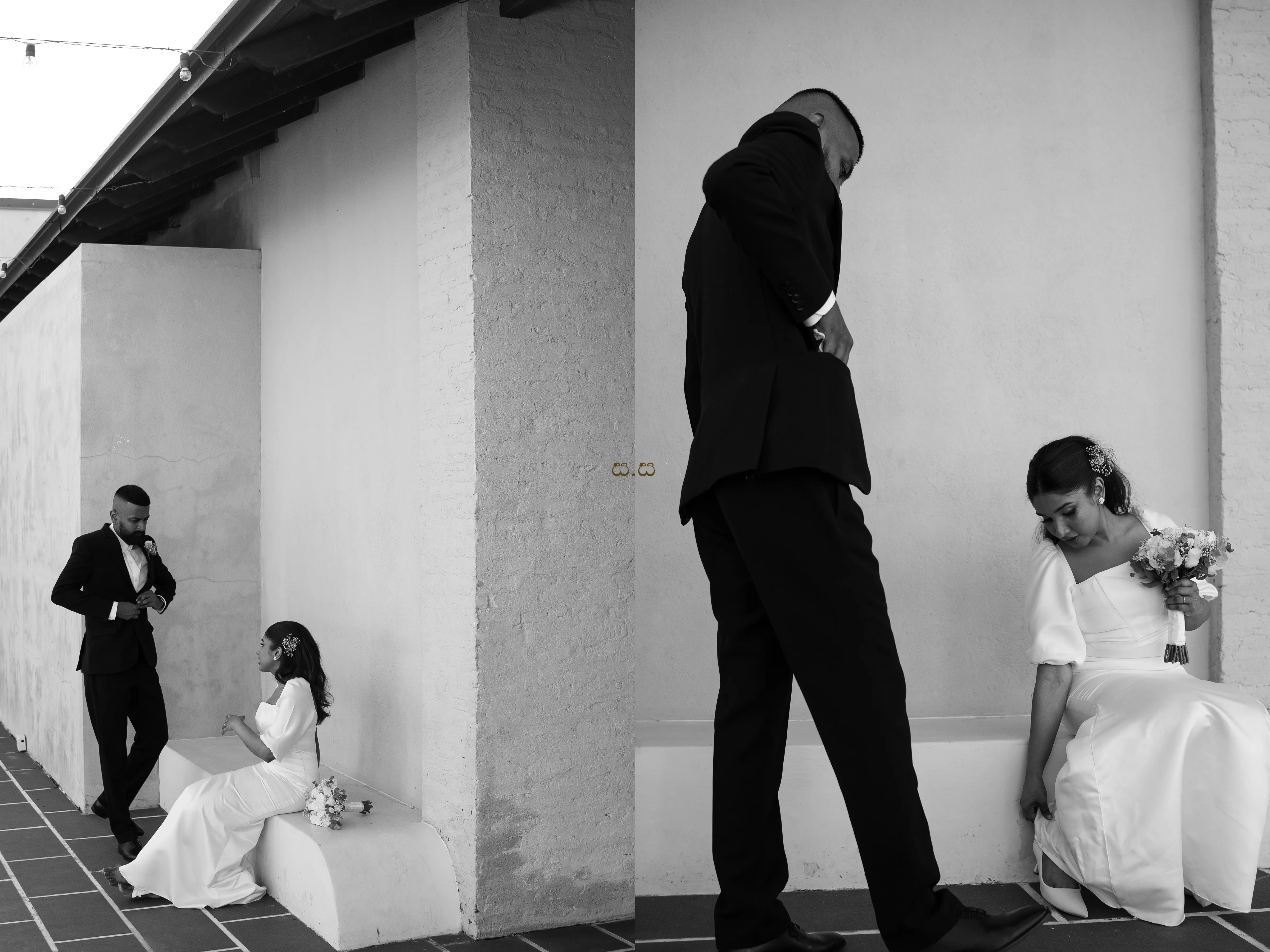 A black-and-white sequence captures the couple’s final preparations.
