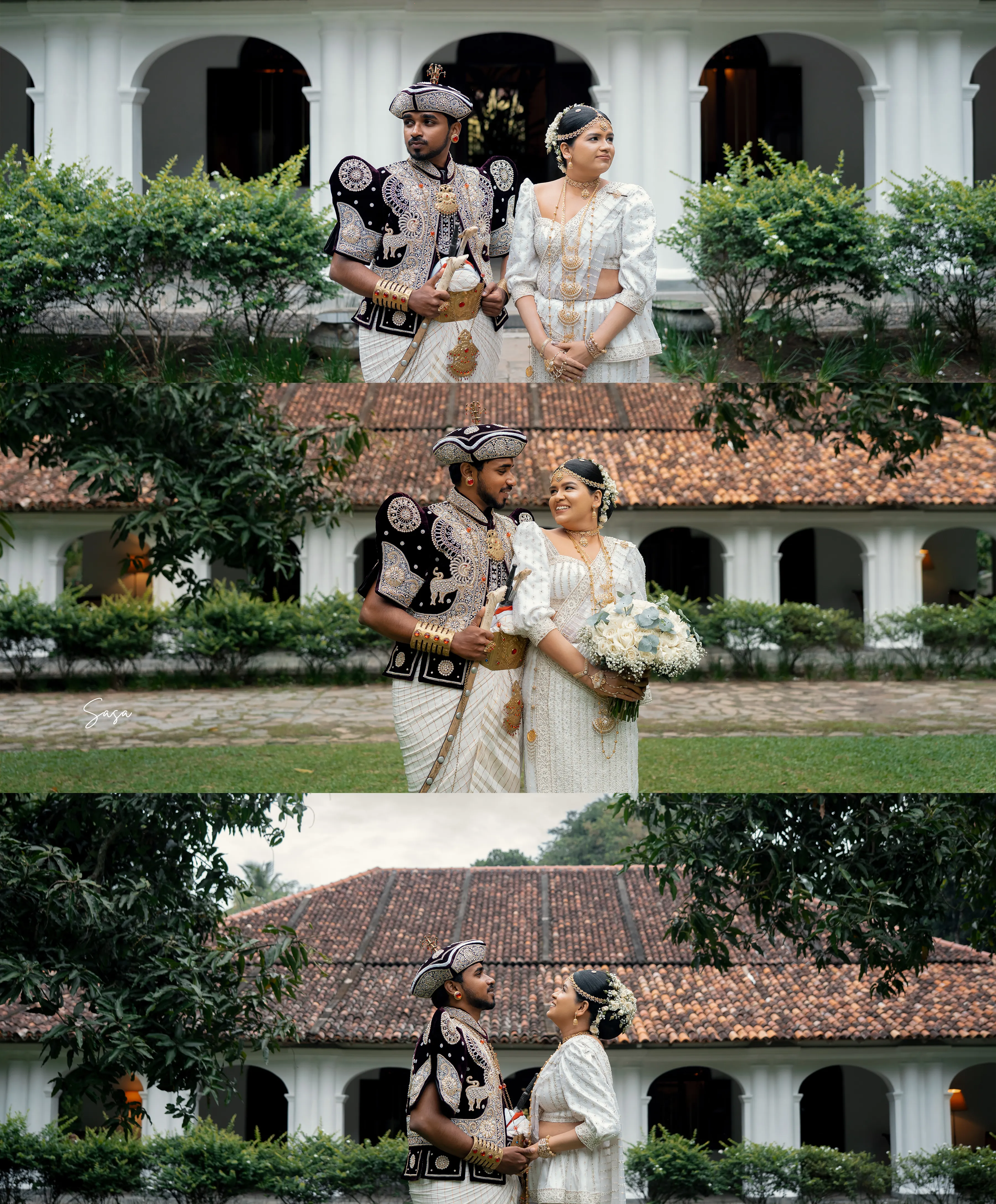 A two-frame story places the couple in front of the red-tiled heritage house.